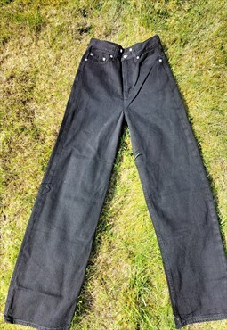 Straight Wide Leg Black High Rise Levi Jeans