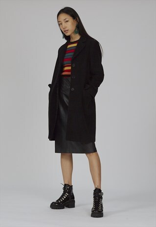 VINTAGE 90'S BLACK MAXMARA WOOL OVERCOAT