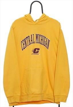 Vintage Central Michigan Spellout Yellow Hoodie Mens