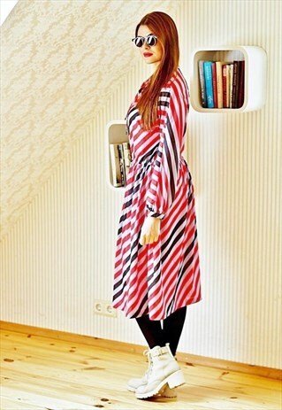 CANDY STRIPE BATWING MIDI DRESS