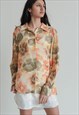 VINTAGE 90S GRUNGE LONG SLEEVE RELAXED SHEER FLORAL SHIRT S
