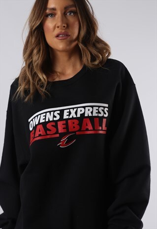 SWEATSHIRT JUMPER OVERSIZED BASEBALL PRINT UK 16 XL (HCCV)