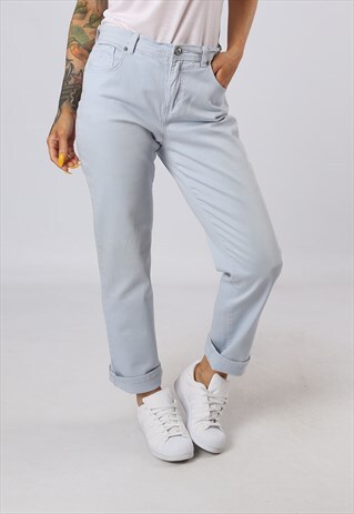 HIGH WAISTED JEANS TROUSERS WIDE TAPERED LEG UK 12 (HOAW)