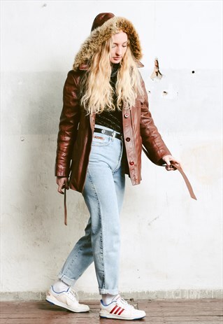 VINTAGE 70S HOODED LEATHER JACKET