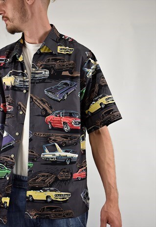 VINTAGE 90S AMERICAN CLASSIC CAR PRINT SHORT SLEEVE SHIRT