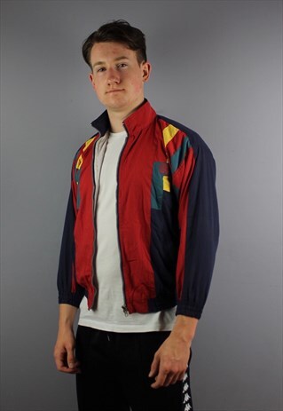 VINTAGE NYLON FESTIVAL WINDBREAKER IN NAVY WITH ZIP POCKETS