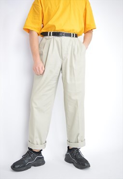Vintage light grey classic 80's cotton trousers 