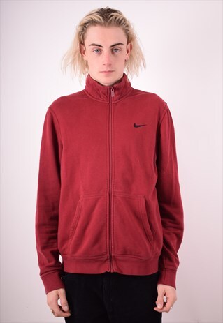 NIKE MENS VINTAGE TRACKSUIT TOP JACKET LARGE MAROON 90S