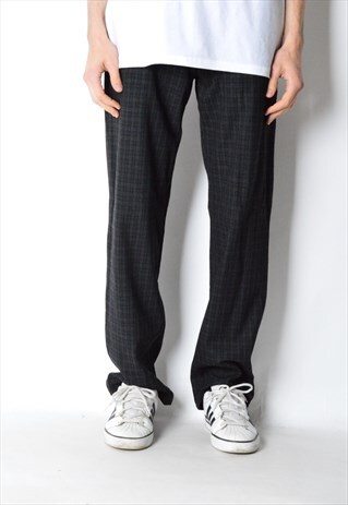 VINTAGE 90S DARK GREY CHECK PIERRE CARDIN PANTS