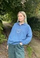 VINTAGE 90S SIZE SMALL FLORAL EMBROIDERED SWEATSHIRT IN BLUE