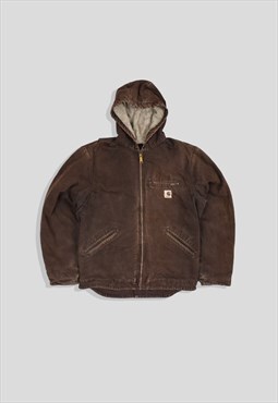 Vintage 90s Carhartt Heavyweight Hooded Jacket in Brown