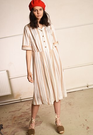 VINTAGE 70'S RETRO MOD SUMMER PARIS CHIC MIDI DRESS