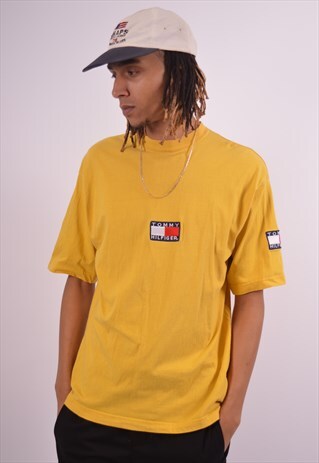 VINTAGE TOMMY HILFIGER T-SHIRT TOP YELLOW