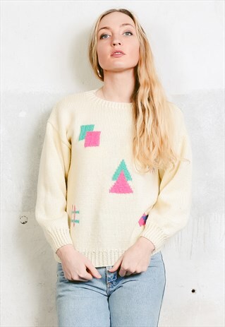 VINTAGE 80S CUTE HANDKNIT JUMPER