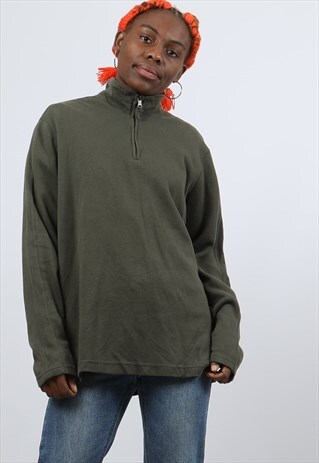 VINTAGE EDDIE BAUER LARGE GREEN 1/4 ZIP SWEATSHIRT