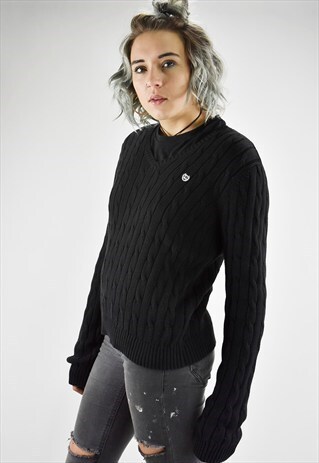 VINTAGE RALPH LAUREN CHAPS V NECK CABLE KNIT JUMPER