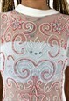VINTAGE 90S MESH BEADS WHITE TEE TOP 