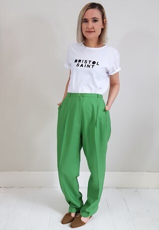 VINTAGE 80'S GREEN TAPERED TROUSERS