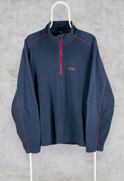 RAB Fleece Sweatshirt 1/4 Zip Blue Red Polartec XL
