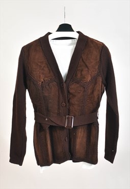 Vintage 90s suede leather jacket in brown