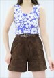 90S VINTAGE BLUE & WHITE FLORAL BLOUSE TOP