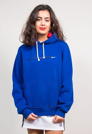 VINTAGE 90'S NIKE BLUE FOOTBALL HOODIE SWEATSHIRT