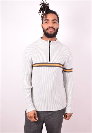 FILA MENS VINTAGE JUMPER SWEATER MEDIUM GREY 90S