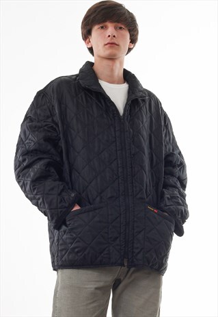 VINTAGE SCHOTT QUILTED QUILT COAT 90S BLACK