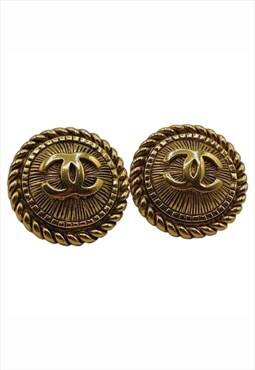 Vintage Chanel CC Logo Earrings, Golden