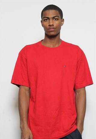 VINTAGE TOMMY HILFIGER LOGO T-SHIRT RED