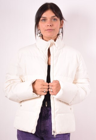 CHAMPION WOMENS VINTAGE PADDED JACKET LARGE WHITE 90S 20