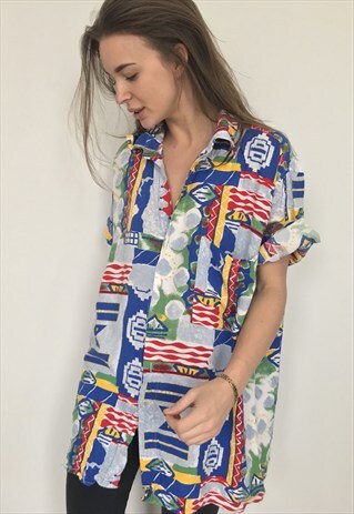 PATTERNED OVERSIZED RETRO VINTAGE UNISEX FESTIVAL SHIRT