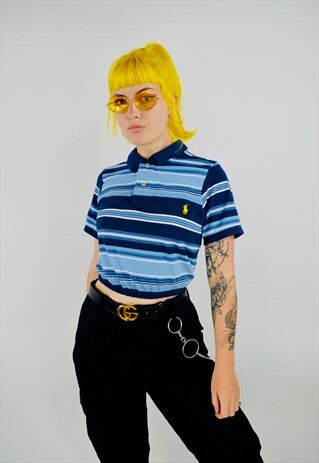VINTAGE RALPH LAUREN REWORKED STRIPE CROPPED POLO SHIRT
