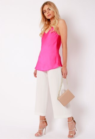 V NECK CAMI TOP - FUCSHIA