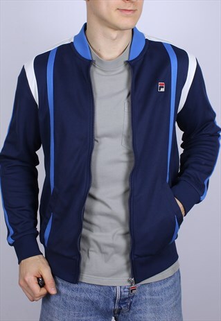 VINTAGE FILA BOMBER WHITE LINE ITALI TRACK TOP JACKET