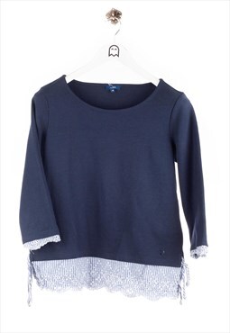 Vintage  Tom Tailor  Sweatshirt Ruffles Look Blue/White