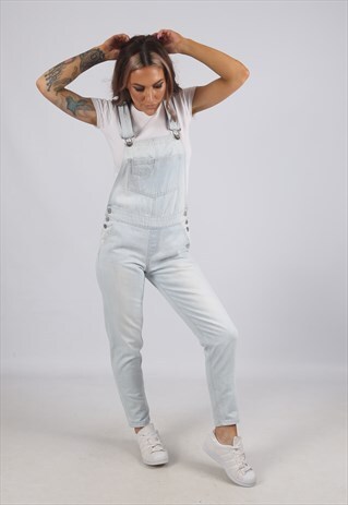VINTAGE HOLLISTER DENIM DUNGAREES TAPERED UK 8 - 10 (94BO)