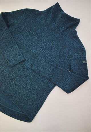 VINTAGE 90S COLUMBIA BLUE PATTERNED FLEECE