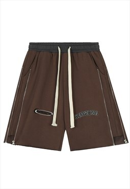 Extreme ziper sport shorts premium basketball pants in brown