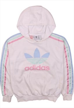 Vintage 90's Adidas Hoodie Spellout Pullover White Large