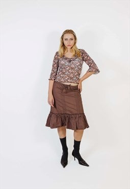 Vintage 00s Milmaid Boho Midi Skirt In Brown