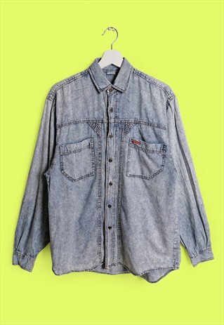 VINTAGE 80'S UNISEX ACID WASH BOYFRIEND GRUNGE SHIRT