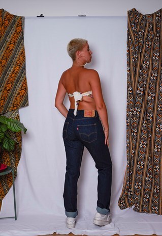 VINTAGE REWORKED CUSTOMED DENIM 501 LEVI'S SLIMFIT JEANS TRO