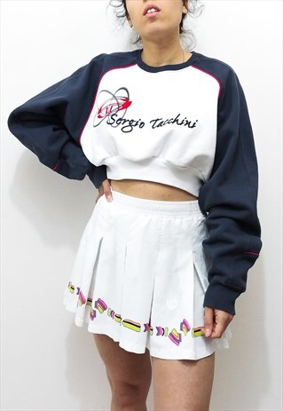 VINTAGE 90S OVERSIZE CROPPED COZY SERGIO TACCHINI SWEATSHIRT