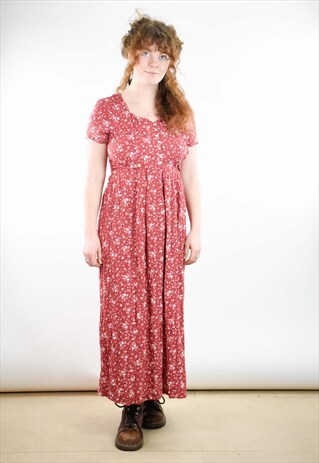 BEAUTIFUL VINTAGE JONATHAN MARTIN RED FLORAL MAXI DRESS