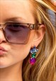 TRANSPARENT BLUE SQUARE NARROW BLOCK SUNGLASSES