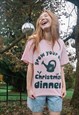 WOMEN'S CHRISTMAS T-SHIRT IN PINK WITH GROW YOUR OWN SLOGAN