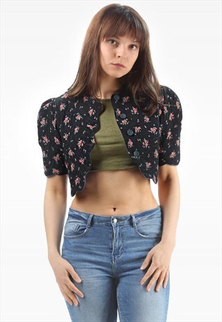 VINTAGE 50S BOLERO JACKET RETRO FLORAL