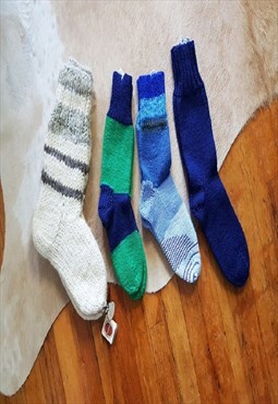 Handknit Cozy Wool Socks, Individual or Set of 4