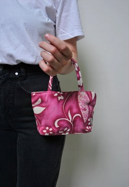 Y2k mini handbag, vintage pink 00s fashion hobo bag